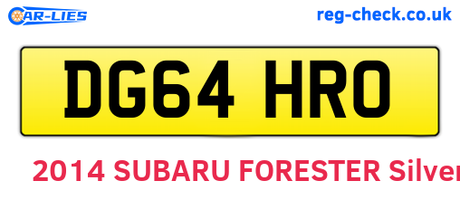 DG64HRO are the vehicle registration plates.