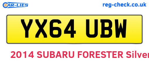 YX64UBW are the vehicle registration plates.