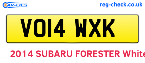 VO14WXK are the vehicle registration plates.