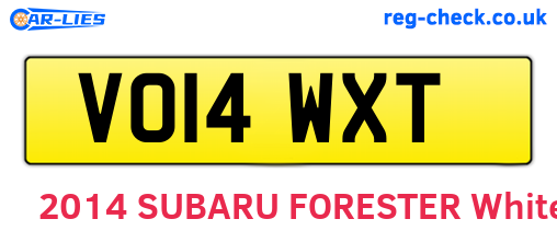 VO14WXT are the vehicle registration plates.