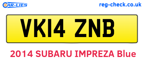 VK14ZNB are the vehicle registration plates.