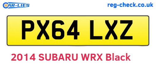 PX64LXZ are the vehicle registration plates.