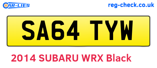 SA64TYW are the vehicle registration plates.
