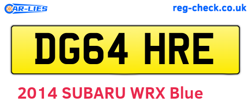 DG64HRE are the vehicle registration plates.