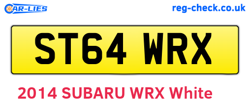 ST64WRX are the vehicle registration plates.