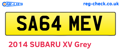 SA64MEV are the vehicle registration plates.