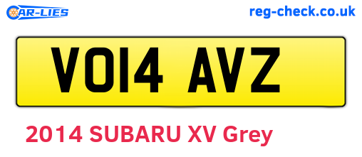 VO14AVZ are the vehicle registration plates.
