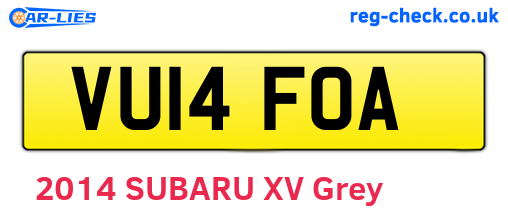 VU14FOA are the vehicle registration plates.