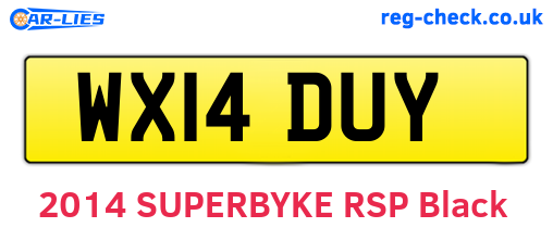 WX14DUY are the vehicle registration plates.