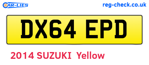 DX64EPD are the vehicle registration plates.