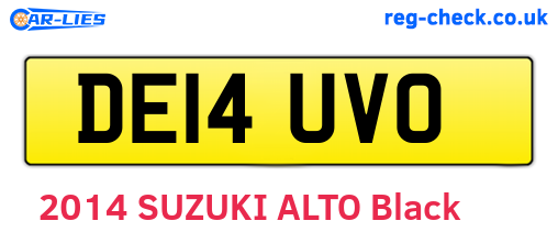 DE14UVO are the vehicle registration plates.