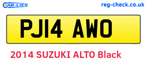 PJ14AWO are the vehicle registration plates.