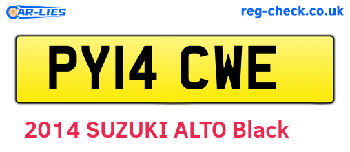 PY14CWE are the vehicle registration plates.