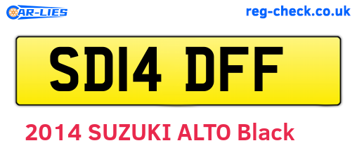 SD14DFF are the vehicle registration plates.