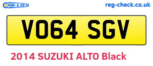 VO64SGV are the vehicle registration plates.