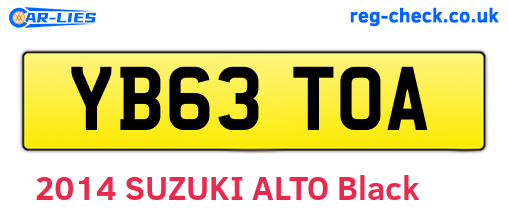 YB63TOA are the vehicle registration plates.