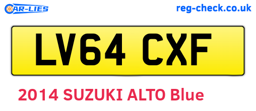 LV64CXF are the vehicle registration plates.