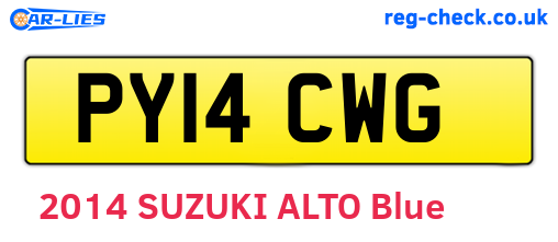 PY14CWG are the vehicle registration plates.