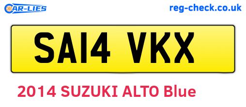 SA14VKX are the vehicle registration plates.
