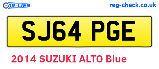 SJ64PGE are the vehicle registration plates.