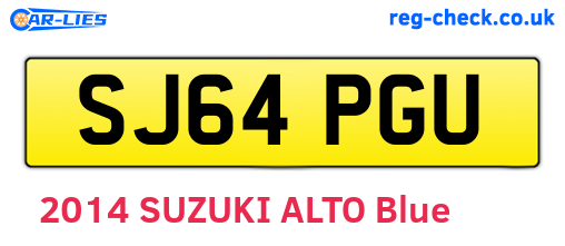 SJ64PGU are the vehicle registration plates.