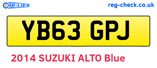YB63GPJ are the vehicle registration plates.