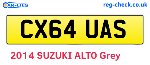 CX64UAS are the vehicle registration plates.