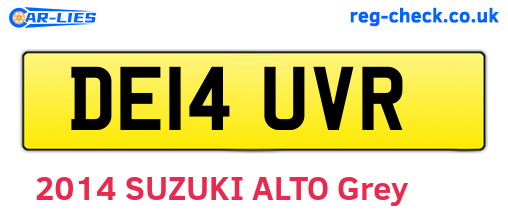 DE14UVR are the vehicle registration plates.