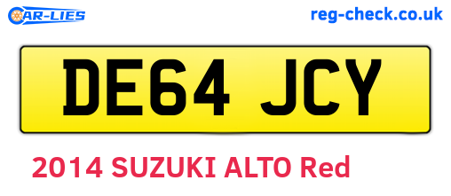 DE64JCY are the vehicle registration plates.