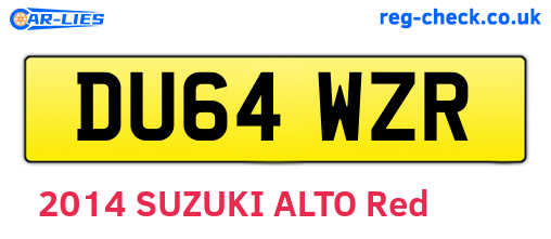 DU64WZR are the vehicle registration plates.
