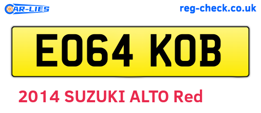 EO64KOB are the vehicle registration plates.