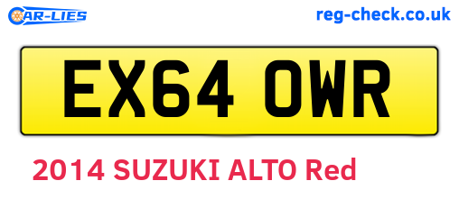 EX64OWR are the vehicle registration plates.