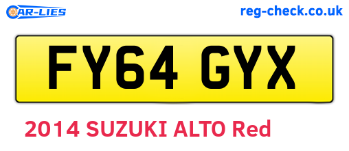 FY64GYX are the vehicle registration plates.