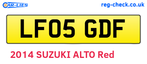LF05GDF are the vehicle registration plates.