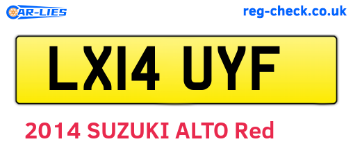 LX14UYF are the vehicle registration plates.
