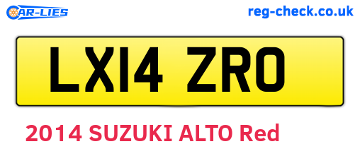 LX14ZRO are the vehicle registration plates.