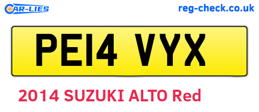 PE14VYX are the vehicle registration plates.