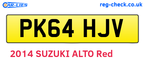 PK64HJV are the vehicle registration plates.