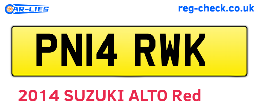 PN14RWK are the vehicle registration plates.