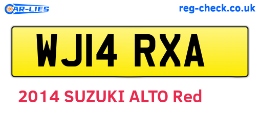 WJ14RXA are the vehicle registration plates.