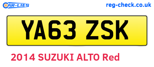 YA63ZSK are the vehicle registration plates.