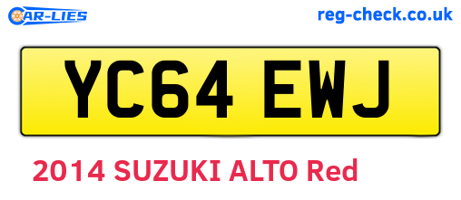YC64EWJ are the vehicle registration plates.