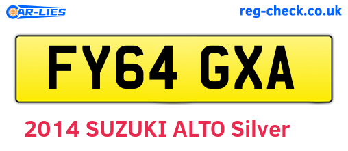 FY64GXA are the vehicle registration plates.