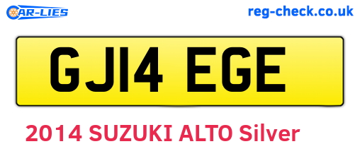 GJ14EGE are the vehicle registration plates.