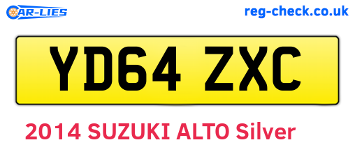 YD64ZXC are the vehicle registration plates.