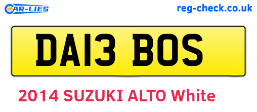DA13BOS are the vehicle registration plates.