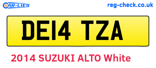 DE14TZA are the vehicle registration plates.