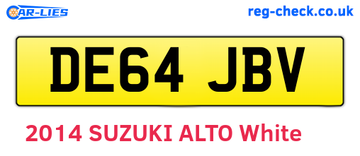 DE64JBV are the vehicle registration plates.
