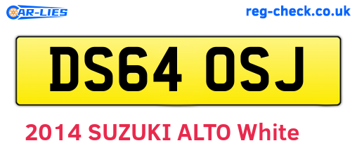 DS64OSJ are the vehicle registration plates.
