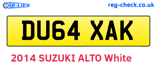 DU64XAK are the vehicle registration plates.